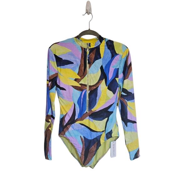 NWT Seafolly Collective Zip Front Surfsuit One Piece Multicolor Long Sleeve 6 - Picture 1 of 4